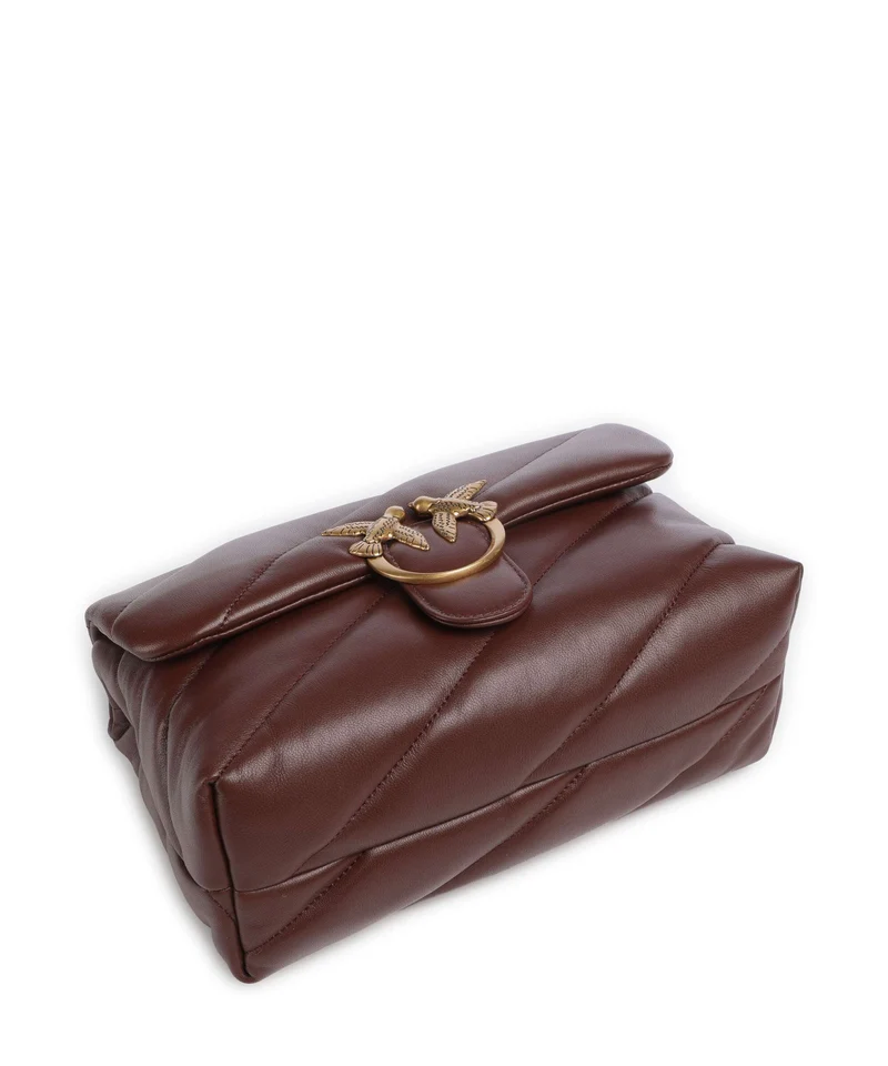 Pinko Love Puff Classic Bolso de hombro rosso vino/antique gold