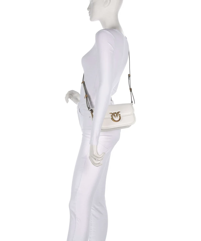 Pinko Love Box Horizontal Bolso de hombro bianco nembo/antique gold