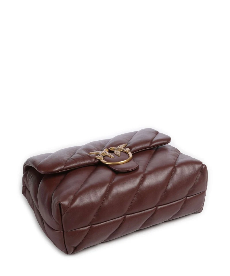 Pinko Love Puff Big Bolso de hombro burgundy wine/antique gold