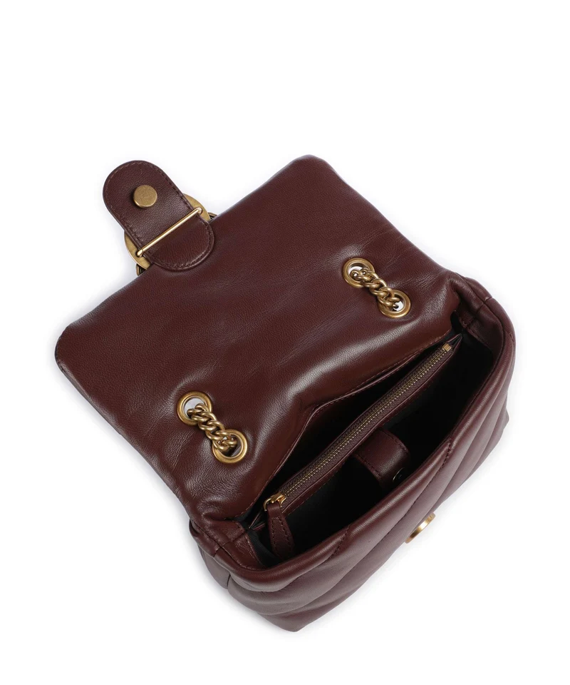 Pinko Love Puff Mini Bolso de hombro burgundy wine/antique gold