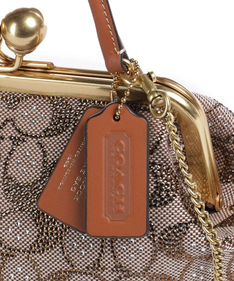 Coach Kisslock Frame Crystal Signature Jacquard Bolso de mano burnished amber
