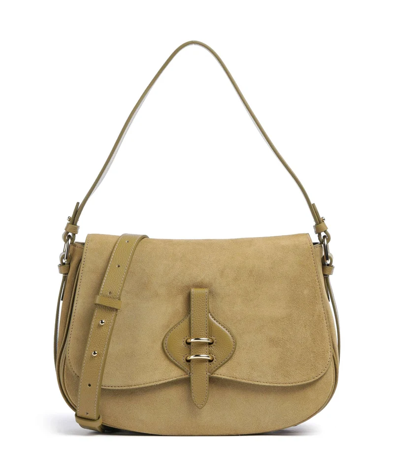 Coccinelle Mavery Suede Bolso de hombro seagrass