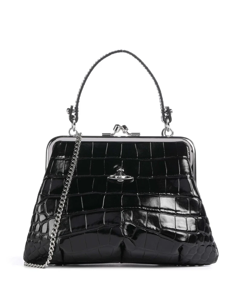 Vivienne Westwood Granny Frame Embossed Croc Bolso de mano black