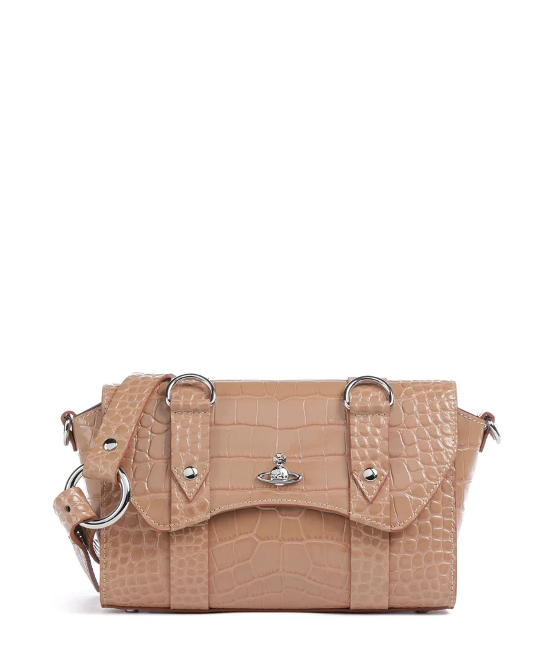 Vivienne Westwood Kimmy Embossed Croc Bandolera dusty pink