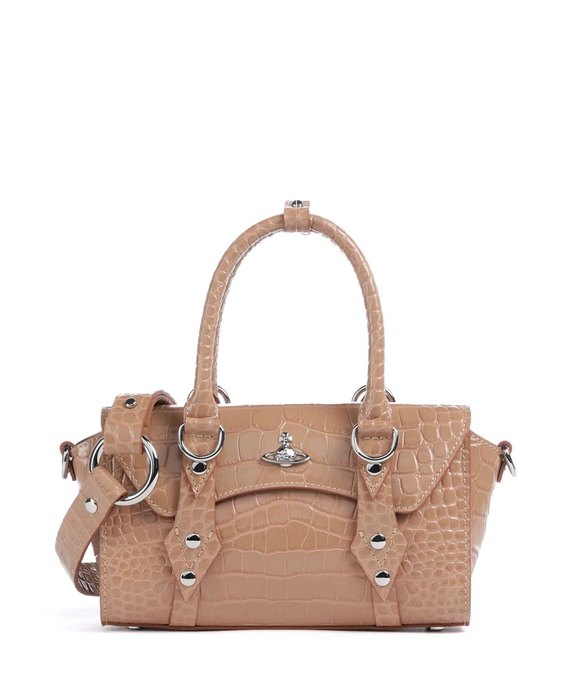 Vivienne Westwood Bettina Embossed Croc Mini Bolso de mano dusty pink