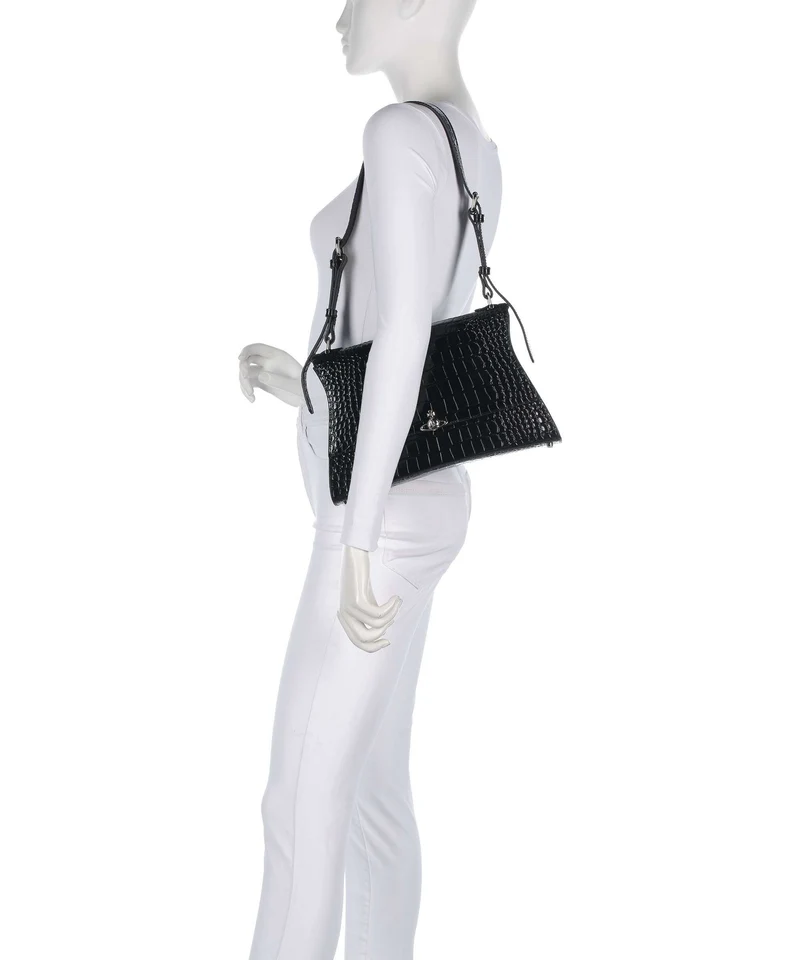 Vivienne Westwood Bianca Embossed Croc M Bolso de hombro black