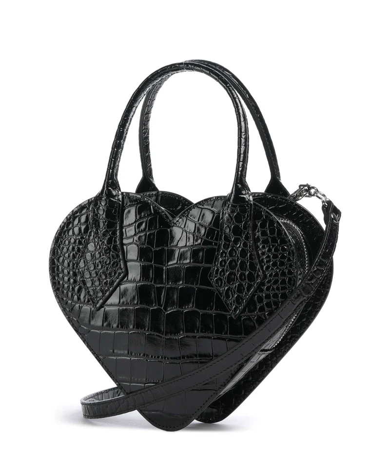 Vivienne Westwood Josephine Heart Embossed Croc Bolso de mano black