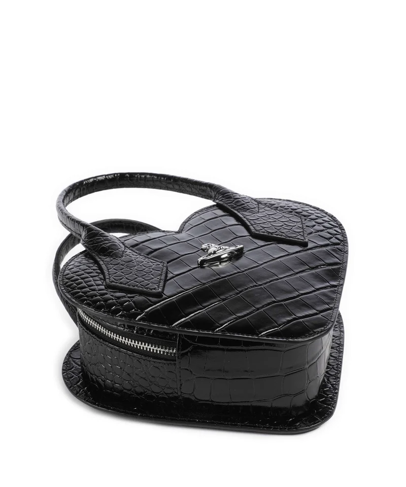 Vivienne Westwood Josephine Heart Embossed Croc Bolso de mano black