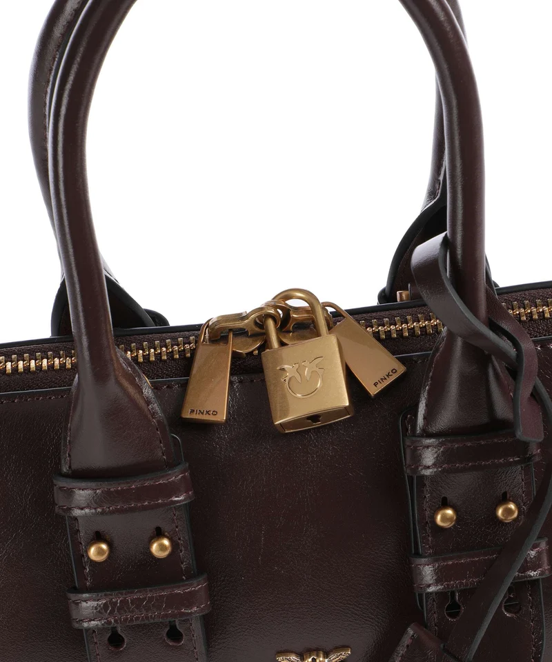 Pinko Bowling Horizontal Bolso de mano rosso mogano/antique gold
