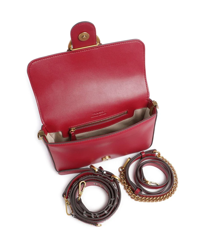 Pinko Love One Mini Slouchy Charms Bandolera rosso lampone/antique gold