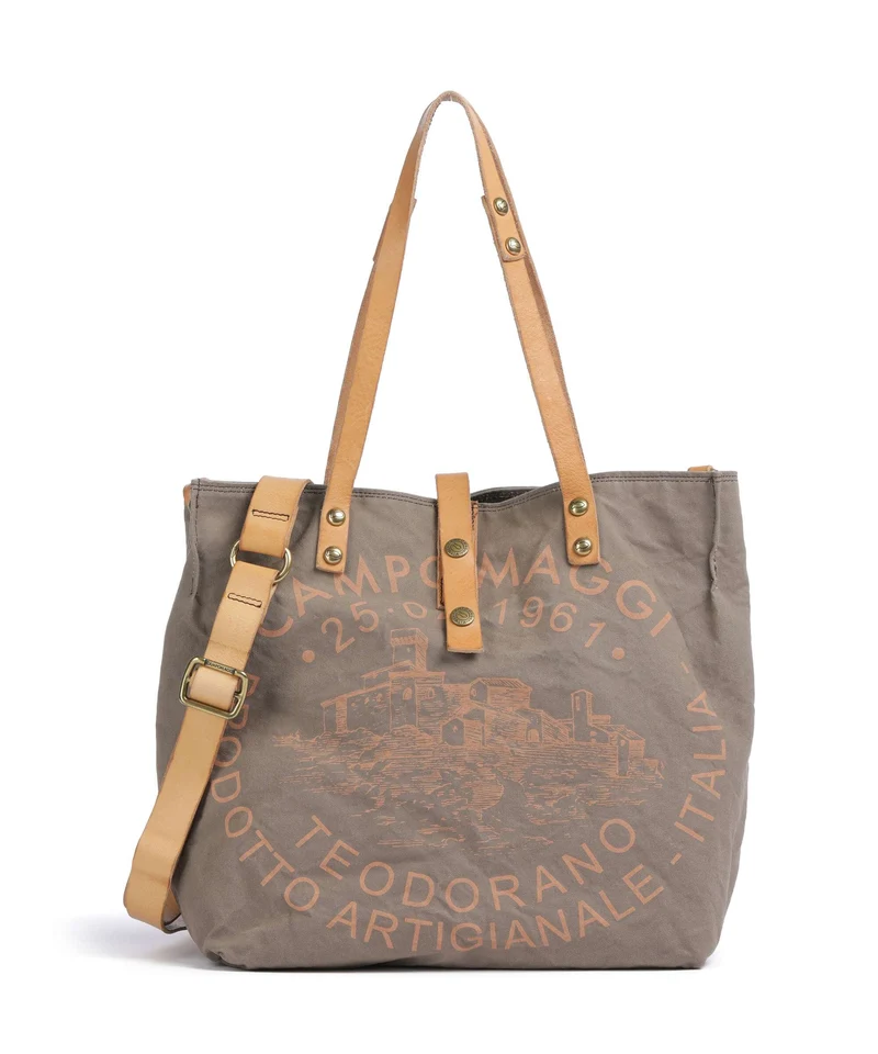 Campomaggi Bolsa shopping verde militare/naturale/albicocca