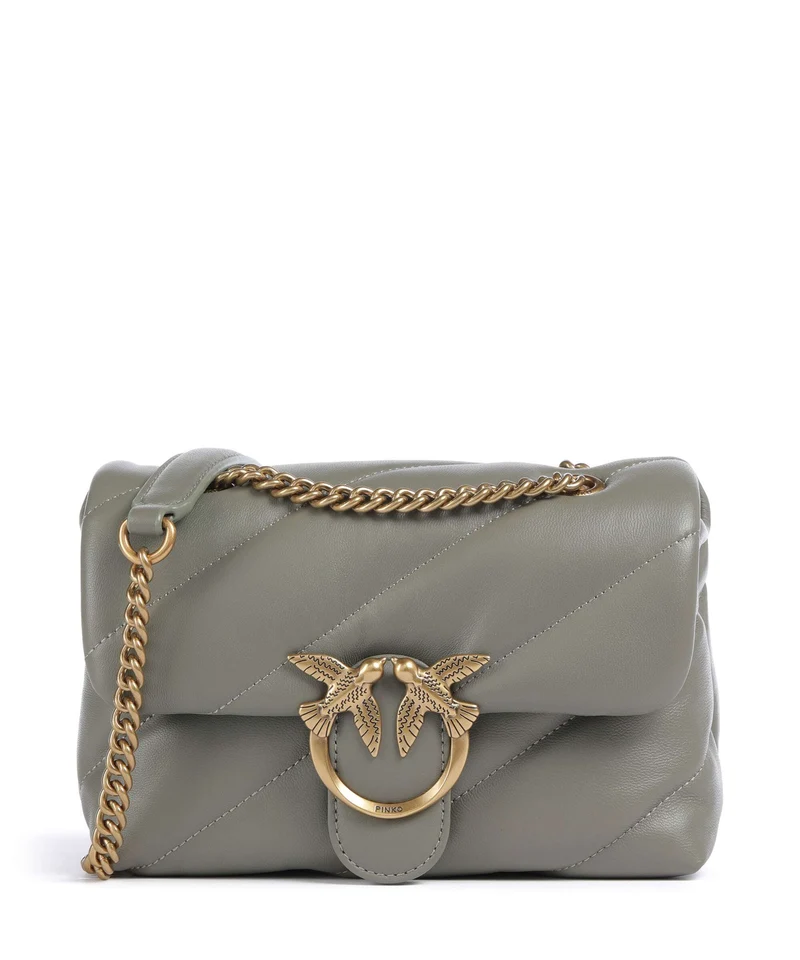 Pinko Love Puff Mini Bolso de hombro verde vertiver/antique gold