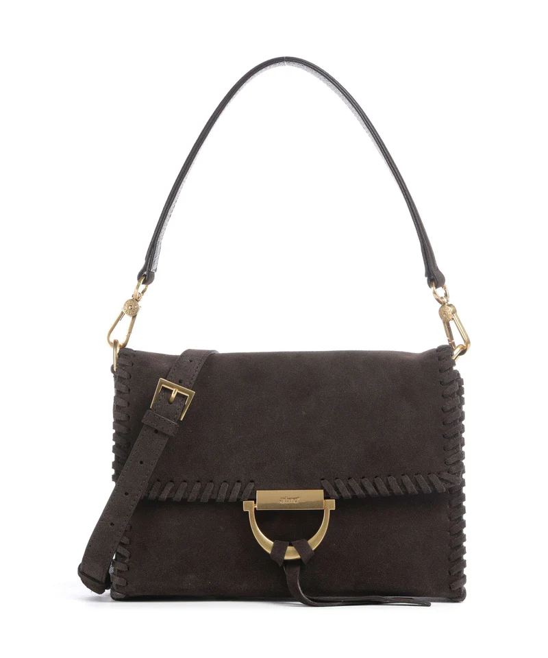 Abro Suede Temi Stitch Bolso de hombro dark brown
