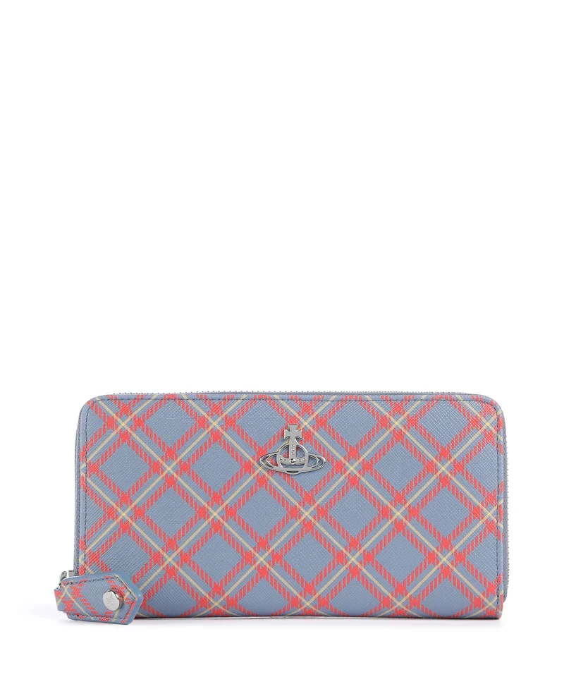 Vivienne Westwood Saffiano Printed Classic Monedero blue/orange tartan