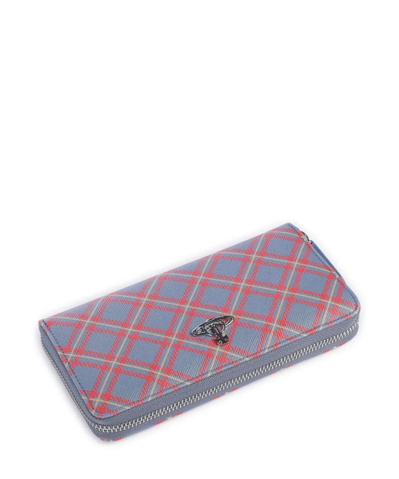 Vivienne Westwood Saffiano Printed Classic Monedero blue/orange tartan