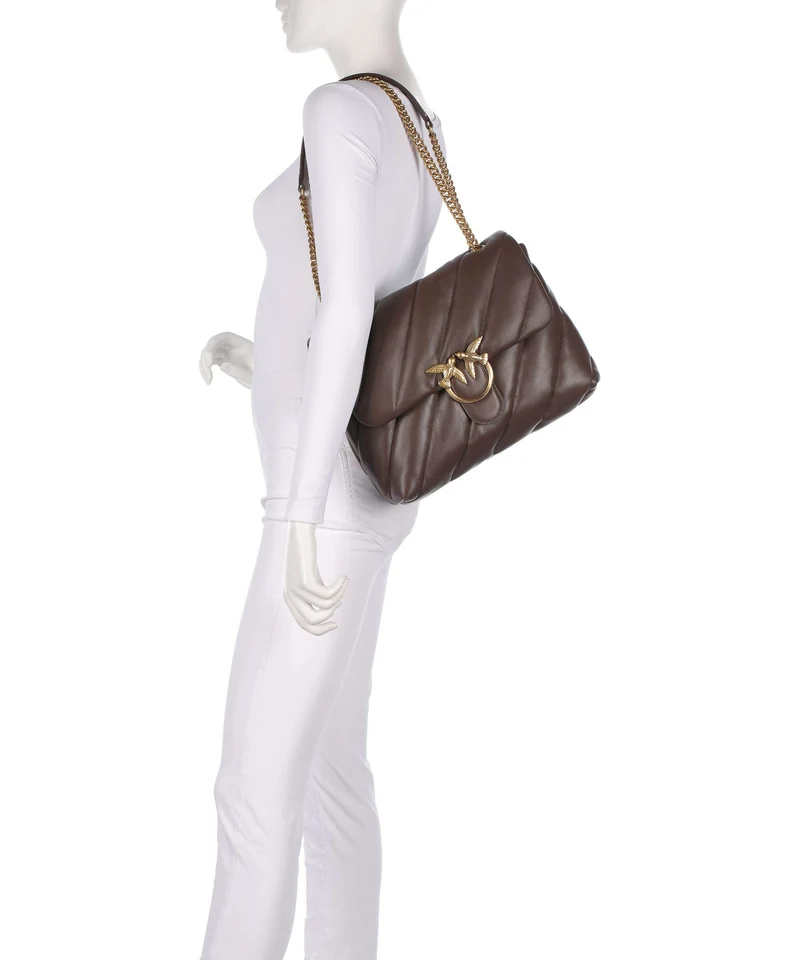 Pinko Love Puff Big Bolso de hombro marrone castano/antique gold