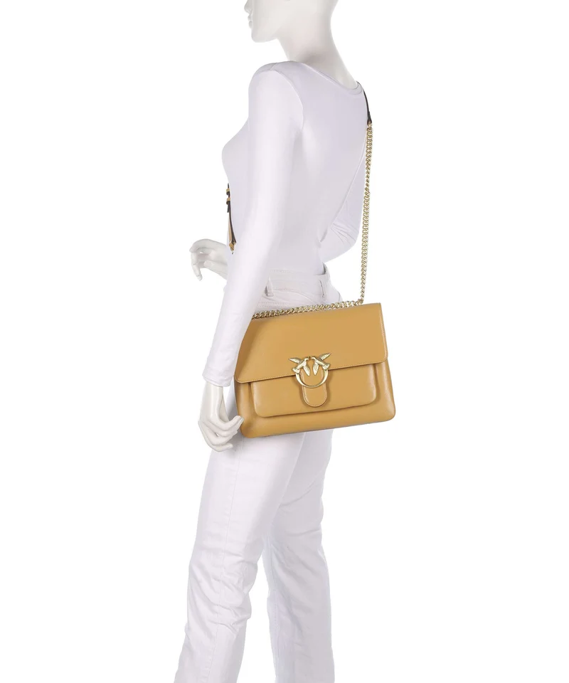 Pinko Love One Soft Big Bolso de hombro torroncino/matt gold