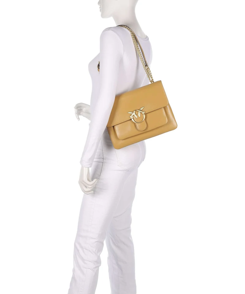 Pinko Love One Soft Big Bolso de hombro torroncino/matt gold