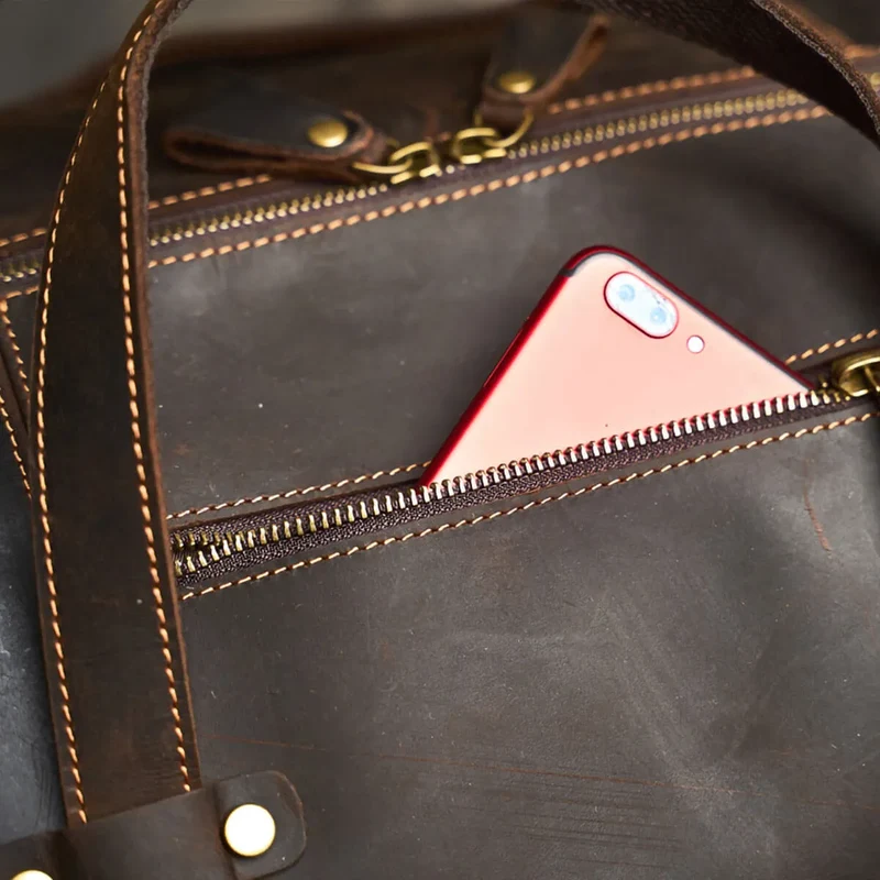 Large Travel Genuine Leather Vintage Style Luggage Bag