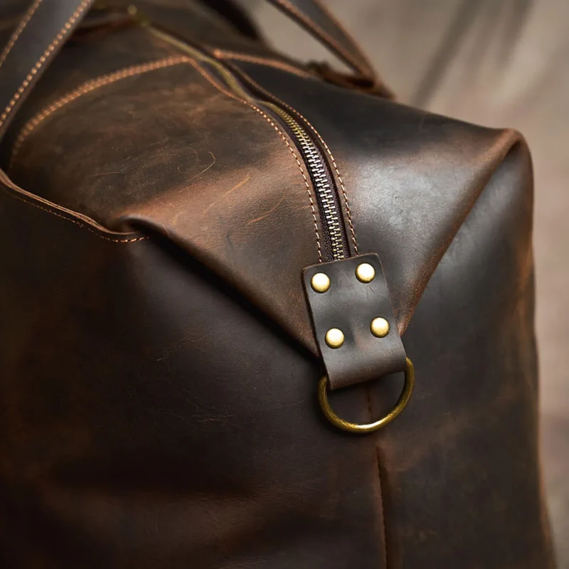 Large Travel Genuine Leather Vintage Style Luggage Bag