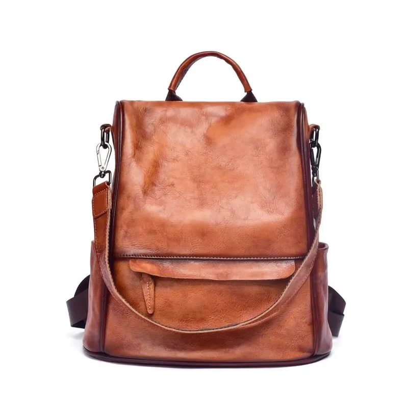 Vintage Genuine Leather Women Backpack