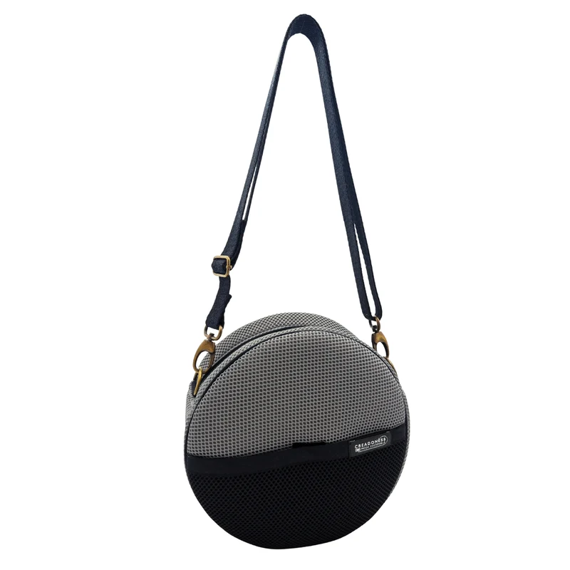 Bolso Circular Gris-Negro