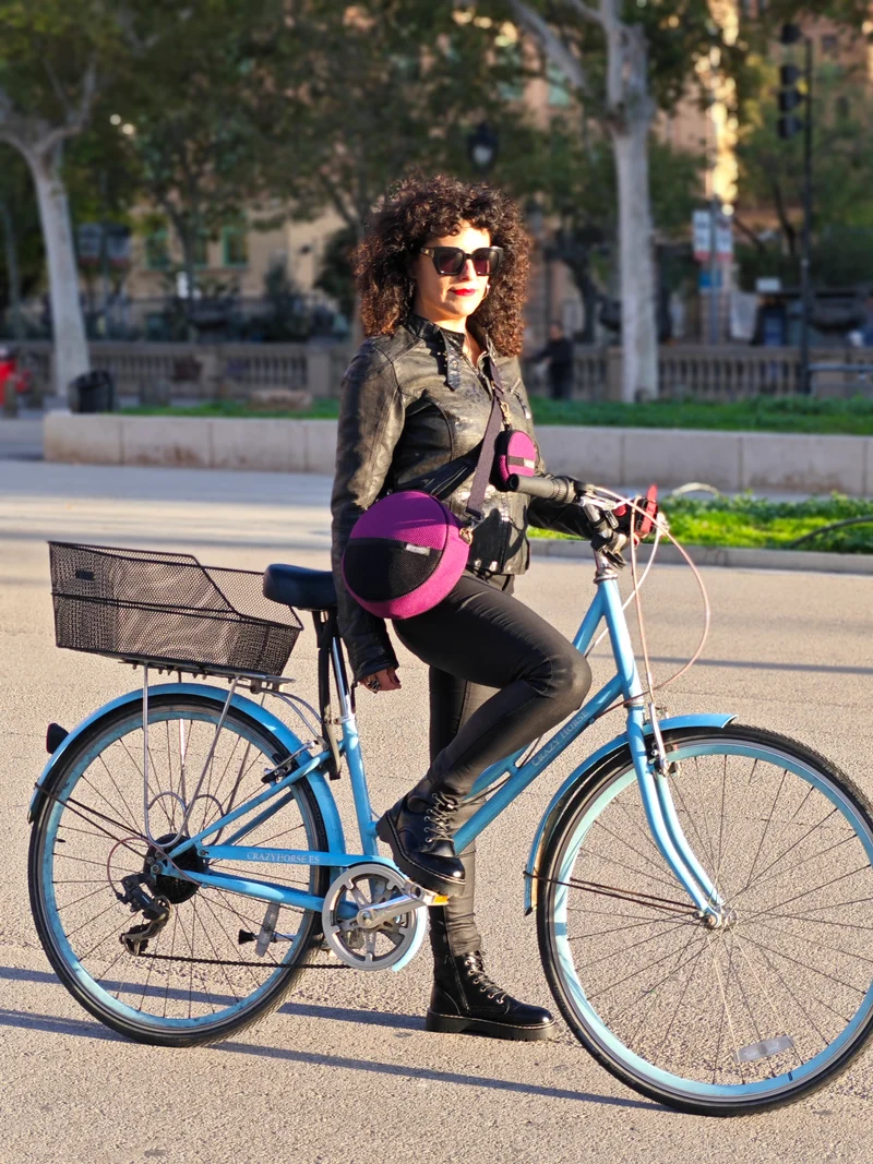 Bolso Circular con Monedero Violeta-Negro
