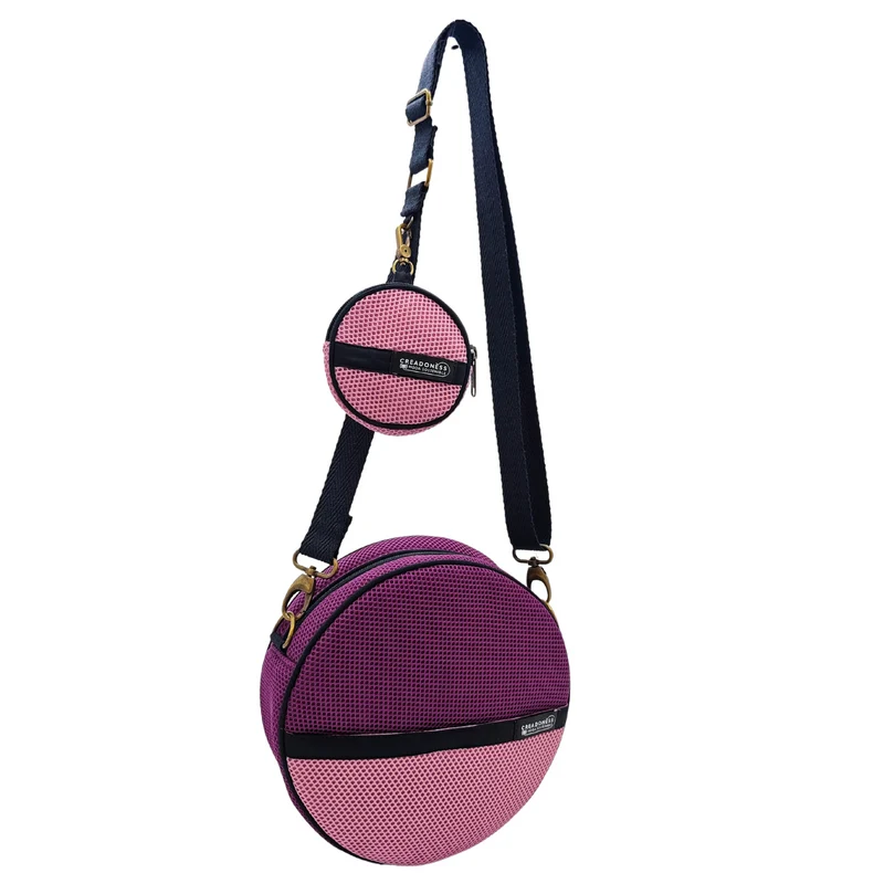 Bolso Circular con Monedero Violeta-Rosa