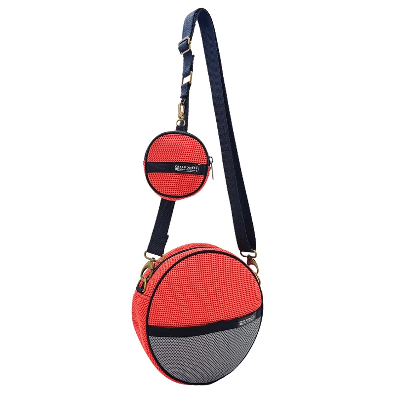 Bolso Circular con Monedero Salmón-Gris