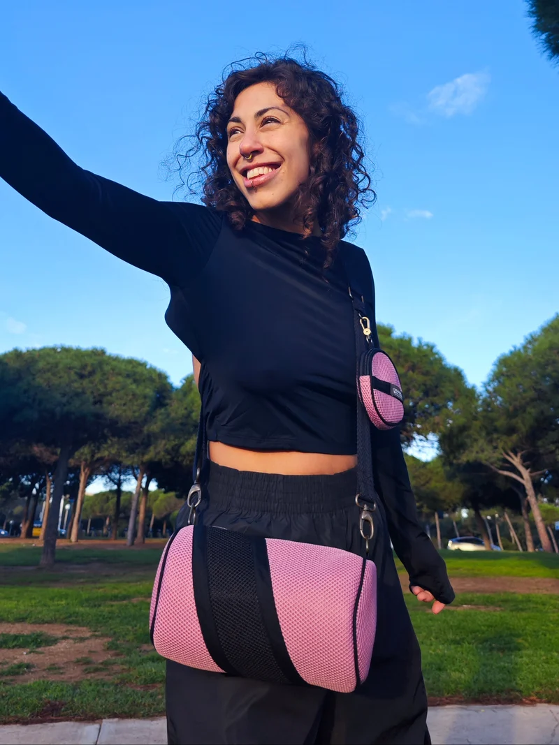 Bolso con Monedero Rosa-Negro