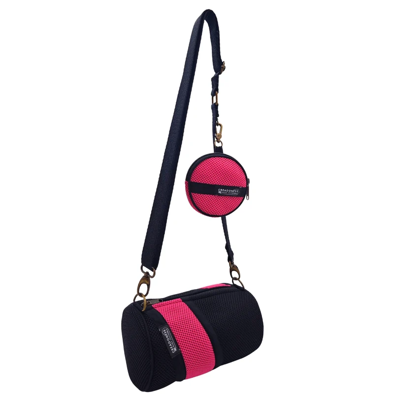 Bolso con Monedero Negro-Fucsia