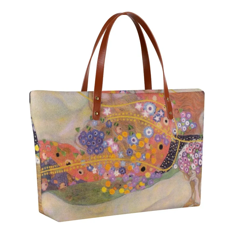 Water Serpents II by Gustav Klimt Painting Waterproof Tote Bag