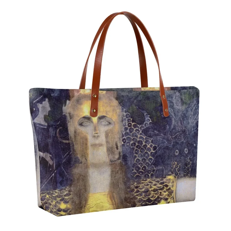 Pallas Athena by Gustav Klimt Painting Waterproof Tote Bag