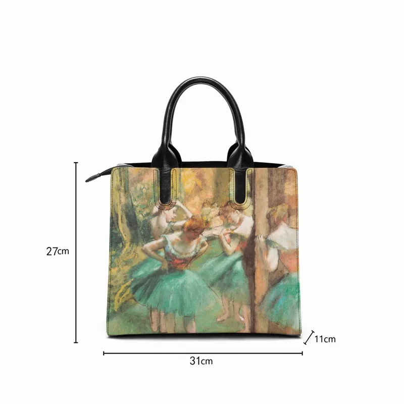 Dancers, Pink and Green by Edgar Degas Fashion Handbag