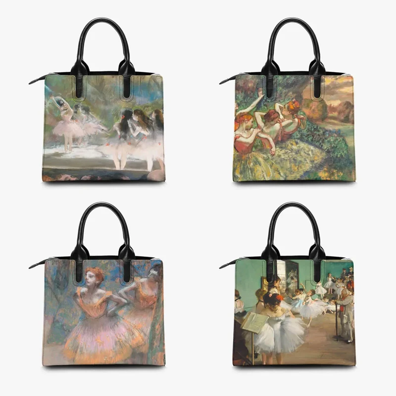 Dancers, Pink and Green by Edgar Degas Fashion Handbag