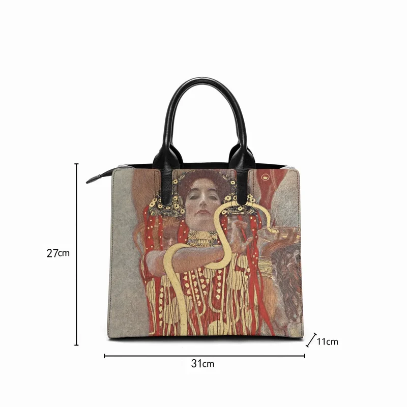 Gustav Klimt's Hygieia Painting Art Leather Handbag