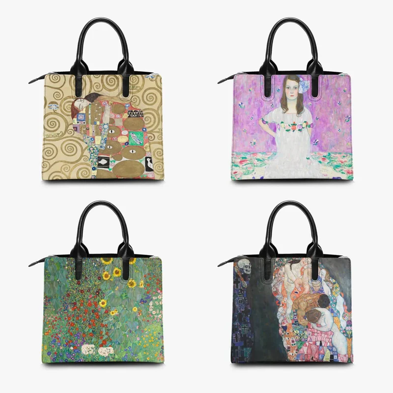 Gustav Klimt's Hygieia Painting Art Leather Handbag
