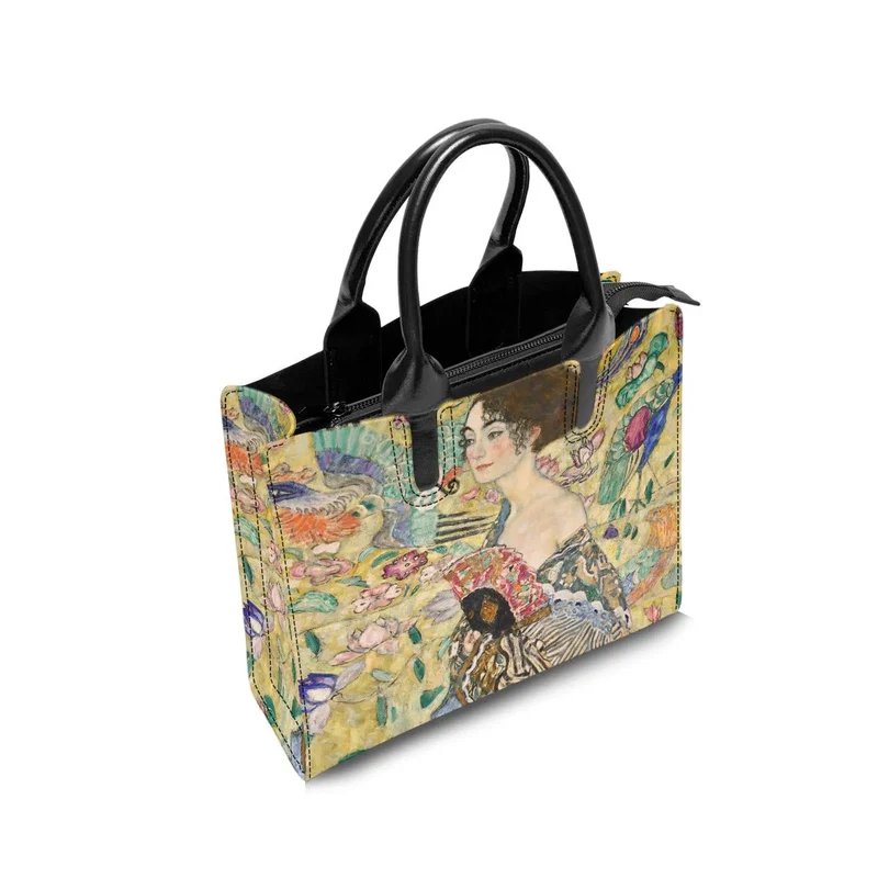 Gustav Klimt's Lady with Fan Painting Fashion Handbag