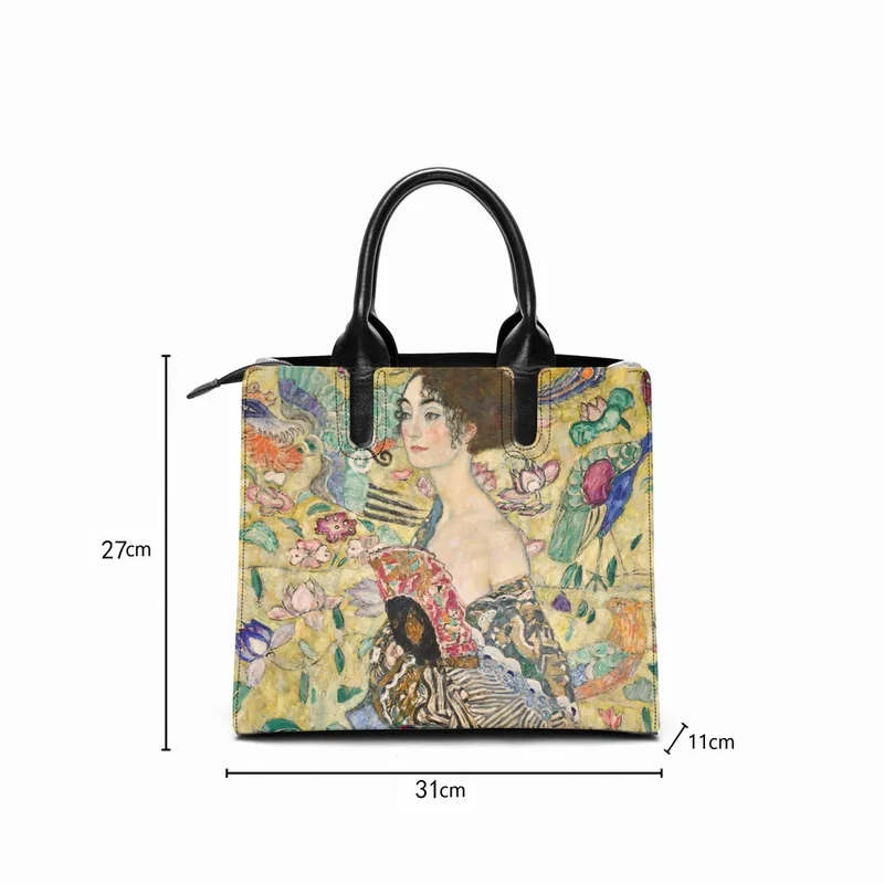 Gustav Klimt's Lady with Fan Painting Fashion Handbag