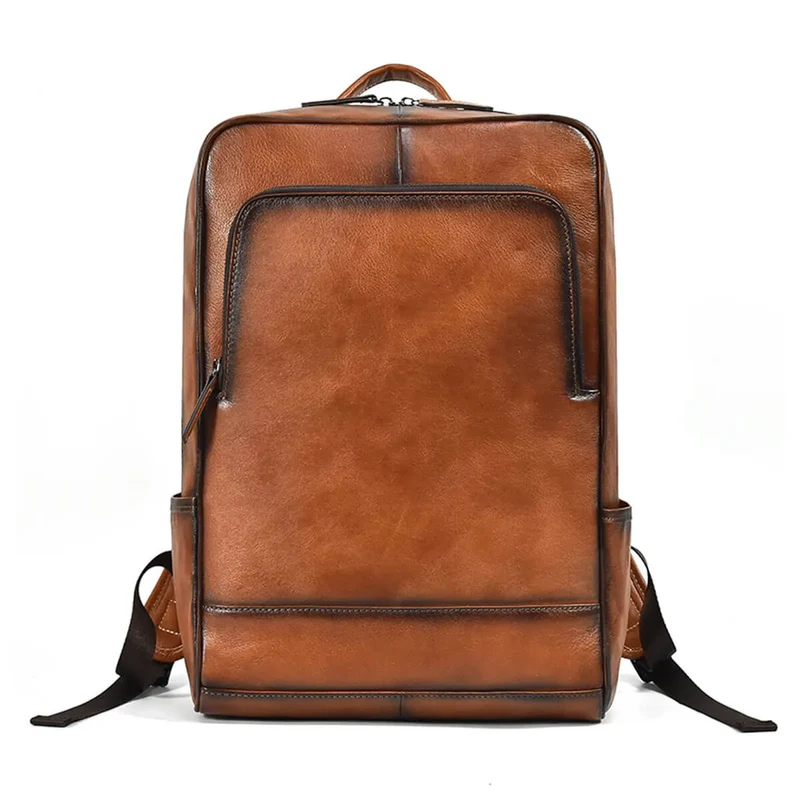 Vintage Brown Genuine Leather Luxury Laptop Business Backpack