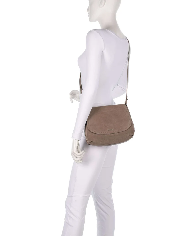 Coccinelle Rebekka Suede Bandolera warm taupe