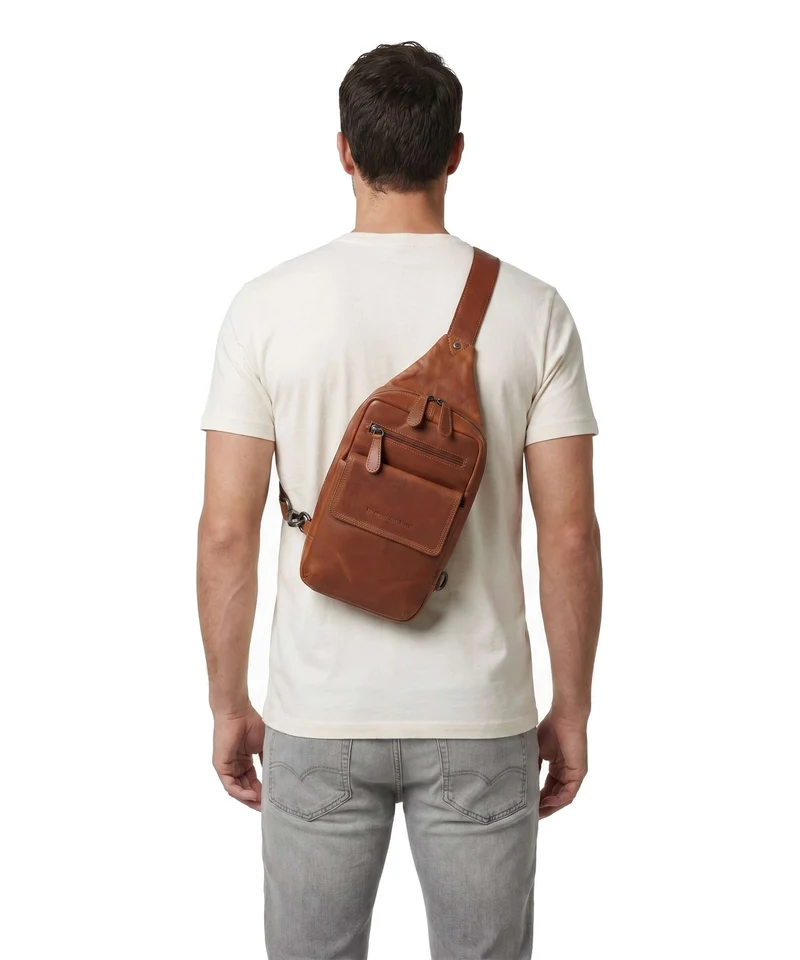The Chesterfield Brand Wax Pull Up Cow Turelle Mochila sling cognac