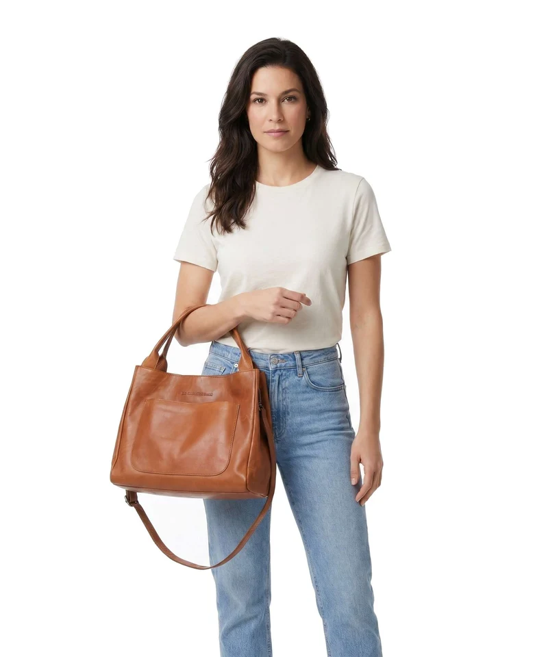 The Chesterfield Brand Wax Pull Up Cow Fioline Bolso de mano cognac