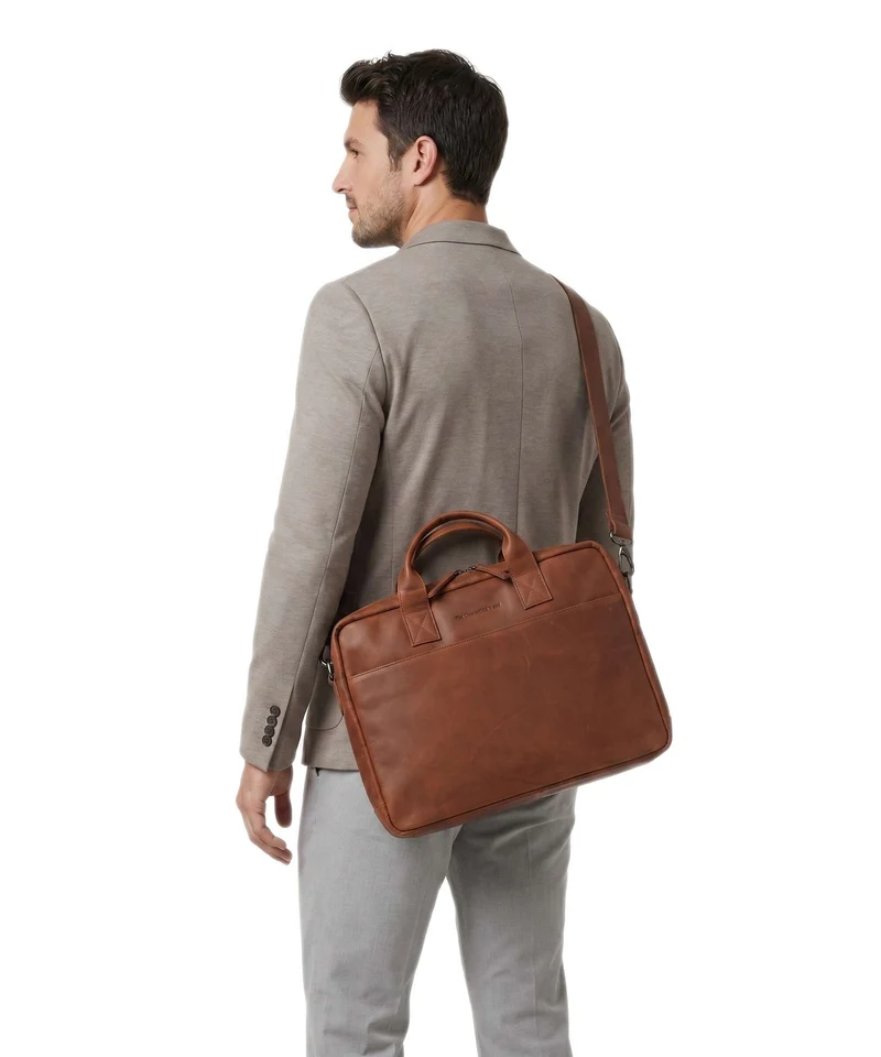 The Chesterfield Brand Cow Wax Pull Up Frazer Maletín cognac