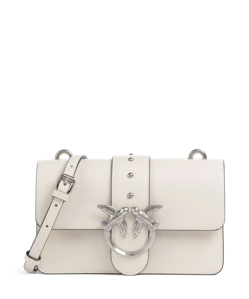 Pinko Love One Mini Bandolera bianco seta/old silver