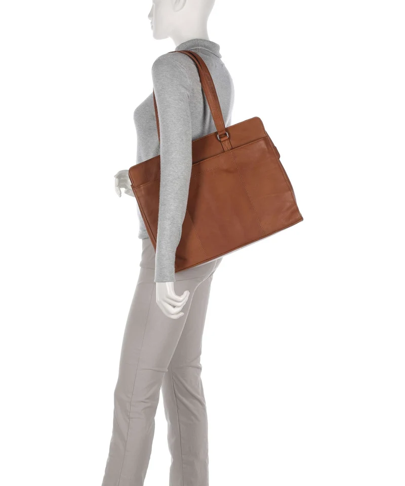 The Chesterfield Brand Wax Pull Up Cow Fidenza Bolsa shopping cognac