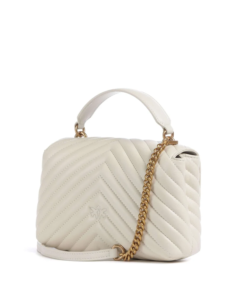 Pinko Love Lady Puff Mini Bolso de mano bianco seta/antique gold