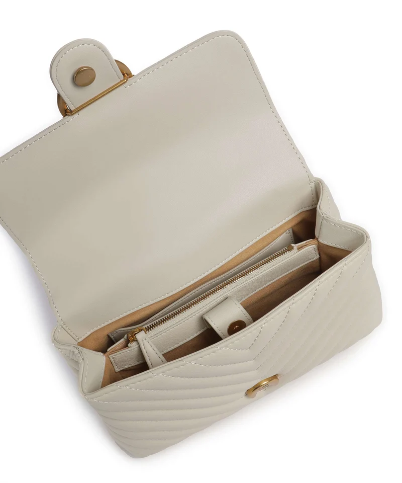 Pinko Love Lady Puff Mini Bolso de mano bianco seta/antique gold