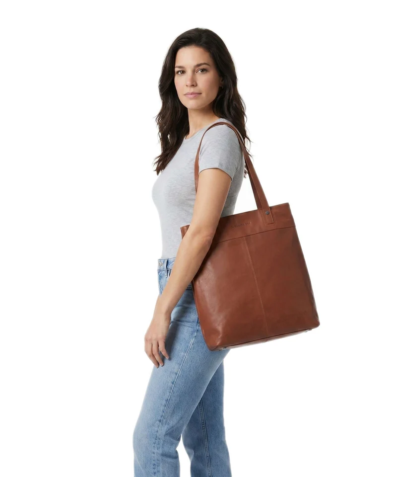 The Chesterfield Brand Wax Pull Up Cow Solvia Bolsa shopping cognac