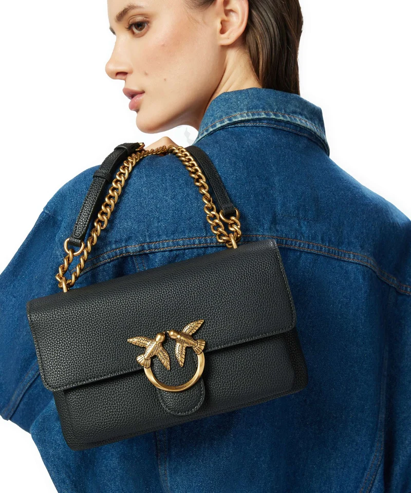 Pinko Love Soft Mini Bolso de hombro nero/antique gold
